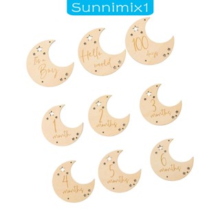 [Sunnimix1] พร็อพการ์ดไม้ พร็อพถ่ายรูปวันเกิด สําหรับเด็ก 9 ชิ้น