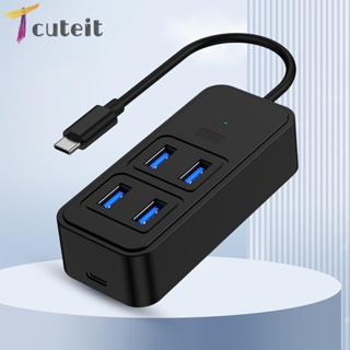 Tcuteit อะแดปเตอร์ฮับ USB 3.0 4 พอร์ต ความเร็วสูง สําหรับคอมพิวเตอร์ แล็ปท็อป