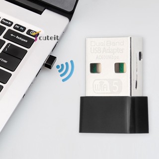 Tcuteit อะแดปเตอร์การ์ดเครือข่าย WiFi ไร้สาย USB 600Mbps 2.4 GHz 5.8 GHz สําหรับแล็ปท็อป เดสก์ท็อป