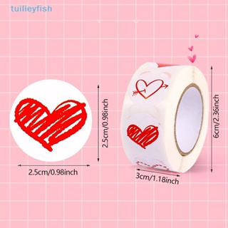 Tuilieyfish สติกเกอร์ฉลาก ลายหัวใจ สีแดง แฮนด์เมด สําหรับติดตกแต่งงานแต่งงาน งานเลี้ยงวันเกิด 500 ชิ้น