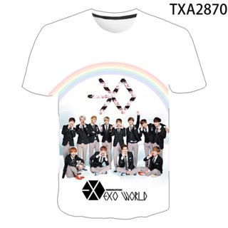 เสื้อยืด พิมพ์ลาย Idol Group Exo แฟชั่นยอดนิยม สไตล์เกาหลี