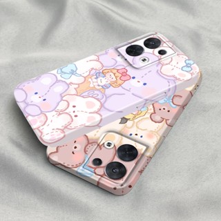 เคสโทรศัพท์มือถือ PC แข็ง ปิดด้านหลัง ลายหมีน่ารัก แวววาว สําหรับ Oppo Reno 8 Pro 7 6 5 Find X5 X3 F9 A78 A5 A31 A8 A15 A35 Realme 2 Pro