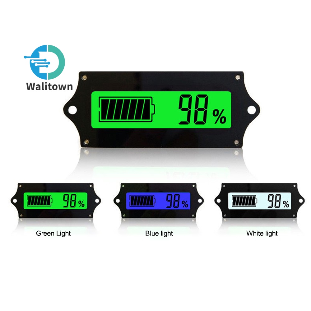 Gy-6 12V 24V 36V 48V ตัวบ่งชี้ความจุแบตเตอรี่พร้อมจอแสดงผล LCD Backlight