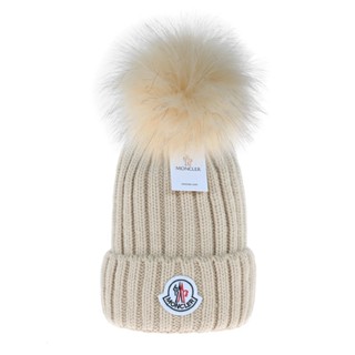 Beanies MONCLER หมวกบีนนี่ถัก แบบสวมหัว เนื้อหยาบ ให้ความอบอุ่น แฟชั่นฤดูใบไม้ร่วง และฤดูหนาว 2 ชิ้น