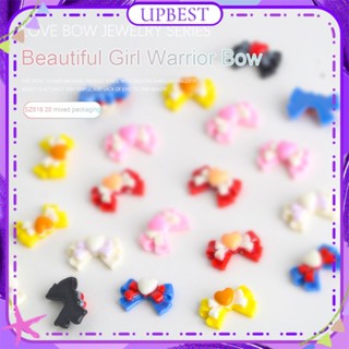 ♕ 20 ชิ้น Nail Art Beautiful Girl Warrior Bow Series เครื่องประดับเรซิ่นสามมิติสีลูกกวาด Bowknot Mix Design อุปกรณ์ตกแต่งเล็บแต่งเล็บเครื่องมือสำหรับร้านเล็บ UPBEST