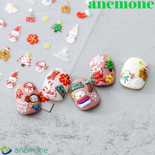 Anemone อุปกรณ์ตกแต่งเล็บ ลายคริสต์มาส กวางเอลก์ ซานตาคลอส 5D DIY