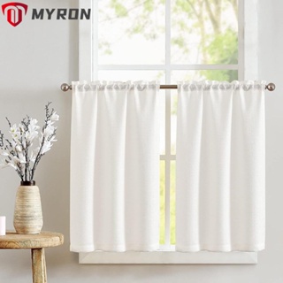 Myron ผ้าม่านหน้าต่างสั้น 29x36 นิ้ว สีขาว ใช้ง่าย สําหรับห้องนอน ห้องครัว คาเฟ่ 2 ชิ้น