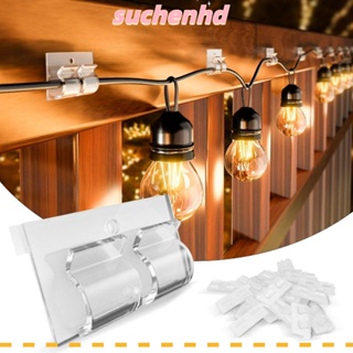 Suchenhd ตะขอแขวนสายไฟ แบบใส ไร้รอยต่อ แข็งแรง พร้อมแถบกาว 10 ชิ้น สําหรับคริสต์มาส ฮาโลวีน