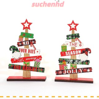 Suchenhd พร็อพจี้ไม้ รูปรถยนต์ Happy Year ทนทาน สําหรับตกแต่งวันคริสต์มาส 2 ชิ้น