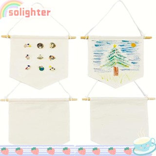 SOLIGHTER ธงแบนเนอร์ ผ้าแคนวาส ผ้าฝ้าย 4 ชิ้น พร้อมป้ายฉลาก DIY