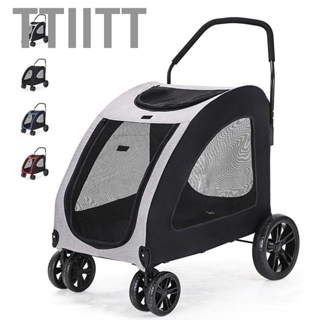 Ttiitt Foldable Dog Stroller Full Zipper Large Space Strong Bearing  Breathable Pet for Outdoor Travelling