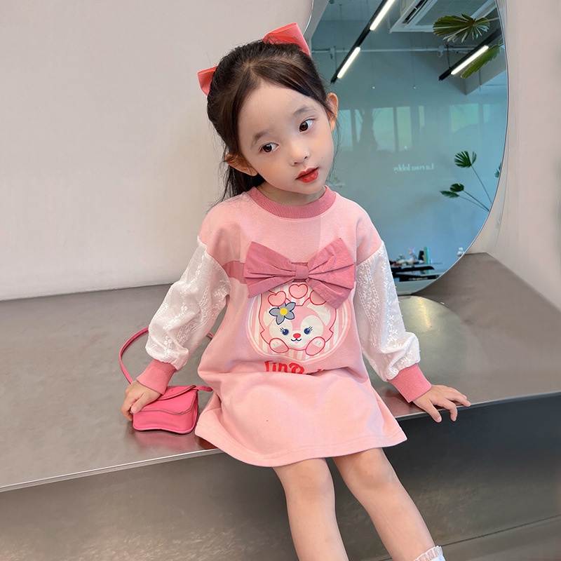 ชุดเดรสกันหนาว ความยาวปานกลาง ลายการ์ตูนน่ารัก สําหรับเด็กผู้หญิง 2024 เหมาะสำหรับอายุ 1-7 ปี