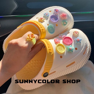 SUNNYCOLOR  รองเท้าแตะหญิง รองเท้าหัวโต แฟชั่น ธรรมดา ใส่สบายๆ 2023ใหม่ B21H0N9 36Z230909