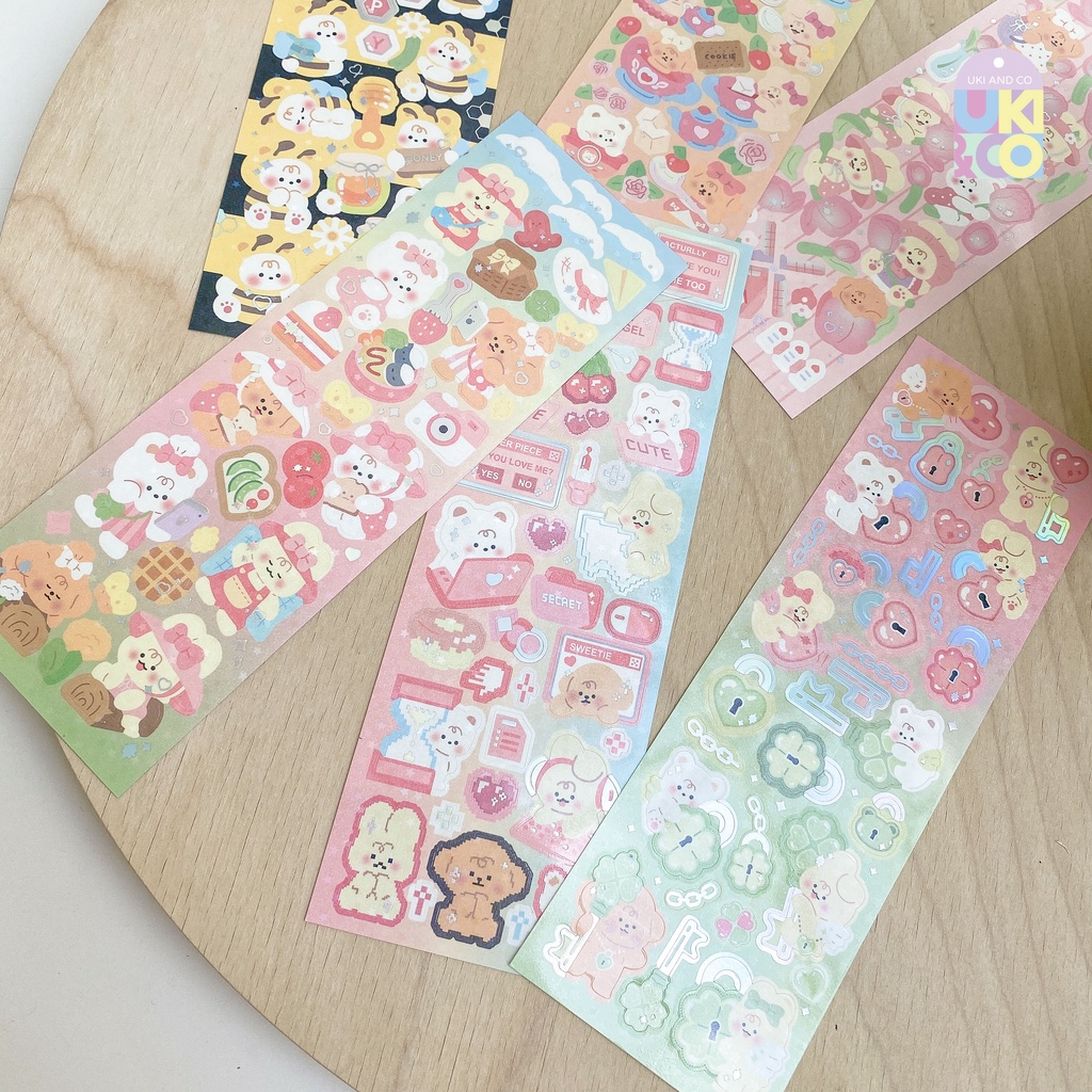 สติ๊กเกอร์ sticker PVC สติ๊กเกอร์ไดคัท สติกเกอร์ น่ารัก สติกเกอร์ริบบิ้น ตกแต่งไดอารี่น่ารัก เกาหลี สติ๊กเกอร์ตกแต่งแท็บเล็ต ตกแต่งเคสโทรศัทพ์ สติ๊กเกอร์ติดโน๊ตบุ๊ค UKI stationery SK-05