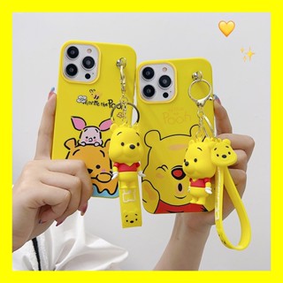 เคสโทรศัพท์มือถือ แบบนิ่ม ลายการ์ตูนหมีพูห์ พร้อมพวงกุญแจ และสายคล้อง สําหรับ OPPO Reno7 Lite Reno8 Lite F21 Pro F21S Pro Reno8 Z