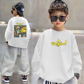 ✨【พร้อมส่ง】เสื้อสเวตเตอร์แขนยาว คอกลม พิมพ์ลายการ์ตูน ทรงหลวม สําหรับเด็กผู้ชาย 1-14 ปี