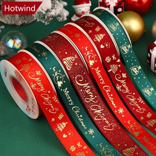 Hotwind ริบบิ้นโพลีเอสเตอร์ พิมพ์ลายคริสต์มาส 25 หลา 25 มม. สําหรับห่อของขวัญ แฮนด์เมด DIY I6Q4