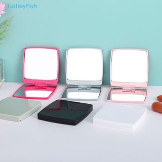 【tuilieyfish】กระจกแต่งหน้า ทรงสี่เหลี่ยม ขนาดเล็ก แบบพกพา พับได้ สองด้าน ขนาดกะทัดรัด【IH】