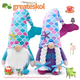 Greateskol ตุ๊กตานางเงือก คนแคระ ไร้หน้า สีฟ้า สําหรับตกแต่งห้อง 2 ชิ้น