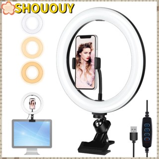 Shououy แหวนไฟเซลฟี่ Vlogging USB หรี่แสงได้ 3 โหมด สําหรับโทรศัพท์มือถือ