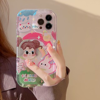 Yiki|เคสโทรศัพท์มือถือ TPU นิ่ม ลายเด็กผู้หญิงน่ารัก สีรุ้ง สําหรับ Samsung A24 A22 A14 A13 A12 A04E A04S A04 A03S A03 A02S A02 A11 A10S A10