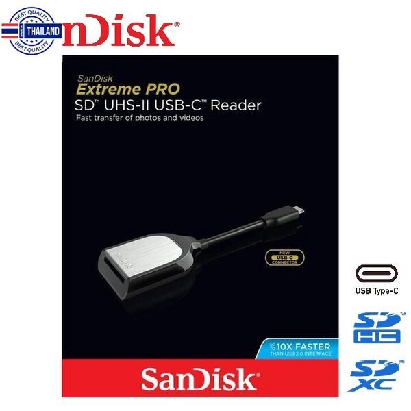 Sandisk Extreme Pro SD UHS-II card reader with USB-C connector