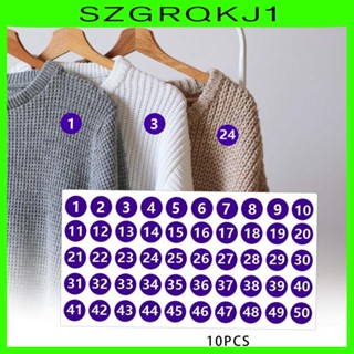 [szgrqkj1] สติกเกอร์ฉลากตัวเลข 1 ถึง 50 สําหรับตกแต่งเสื้อผ้า รองเท้า สมุดภาพ งานกีฬา 10 แผ่น