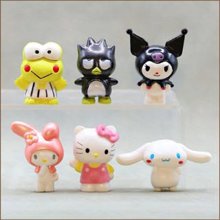 Mg ใหม่ โมเดลฟิกเกอร์ Sanrio Kuromi Melody Keroppi XO Kitty Cinnamoroll ของเล่น ของขวัญ สําหรับเด็ก เก็บสะสม 6 ชิ้น