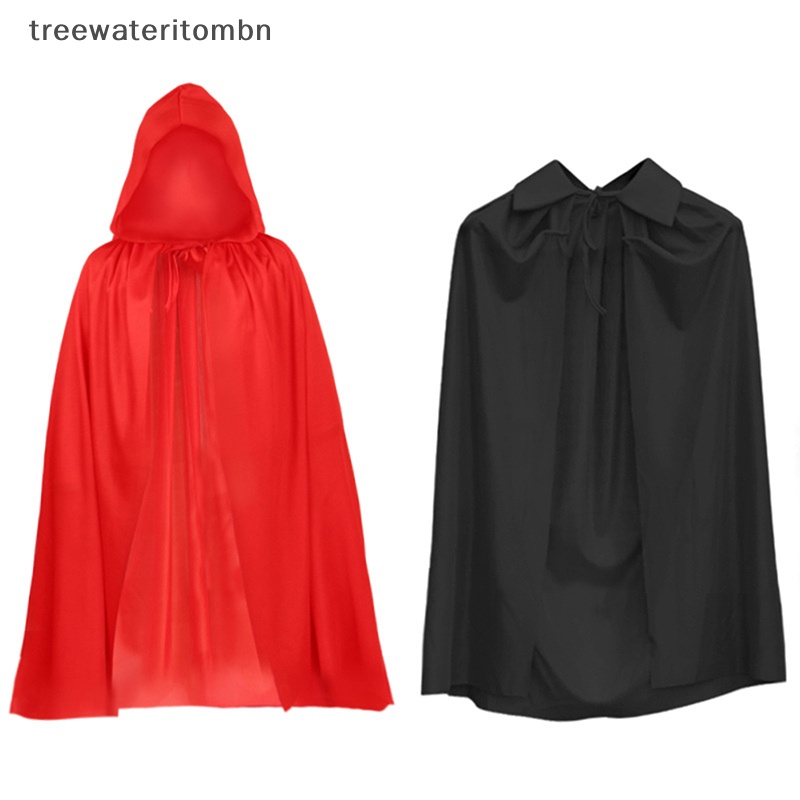 Tt เสื้อคลุมยาว มีฮู้ด ลายแม่มด แวมไพร์ ปีศาจ สีแดง สีดํา น่ากลัว เครื่องแต่งกายฮาโลวีน สําหรับผู้ชาย ผู้หญิง เด็กผู้หญิง