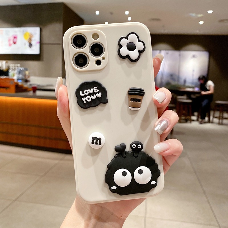 สําหรับ TECNO POVA 5 4 Pro Spark 10 10C Camon 20 Pro Spark GO POP 5 4 LTE POVA 3 NEO Spark 8C 8P 7T 7 Pro 6 GO Air Camon 40 16 3D ถ่านหินสีดํากาแฟสนุกน่ารัก เคสโทรศัพท์
