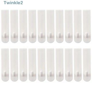 Twinkle ตะขอแขวนกุญแจ หมวก และร่ม ABS อเนกประสงค์ ขนาดเล็ก สีขาว 20 ชิ้น