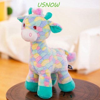 Usnow หมอนตุ๊กตายัดไส้ ผ้ากํามะหยี่ขนนิ่ม รูปยีราฟ สีรุ้ง ของขวัญคริสต์มาส สําหรับตกแต่งโซฟา เตียง