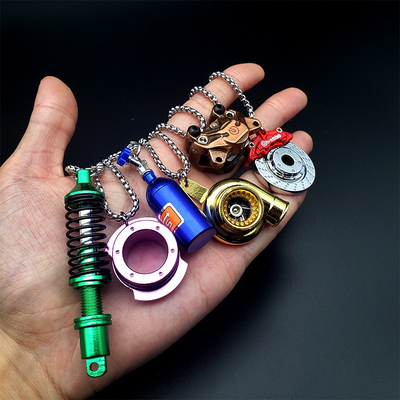 Creative Car Turbo Brake Disc Keychain Manual Transmission Lever Caliper Metal Keyring for Women Men