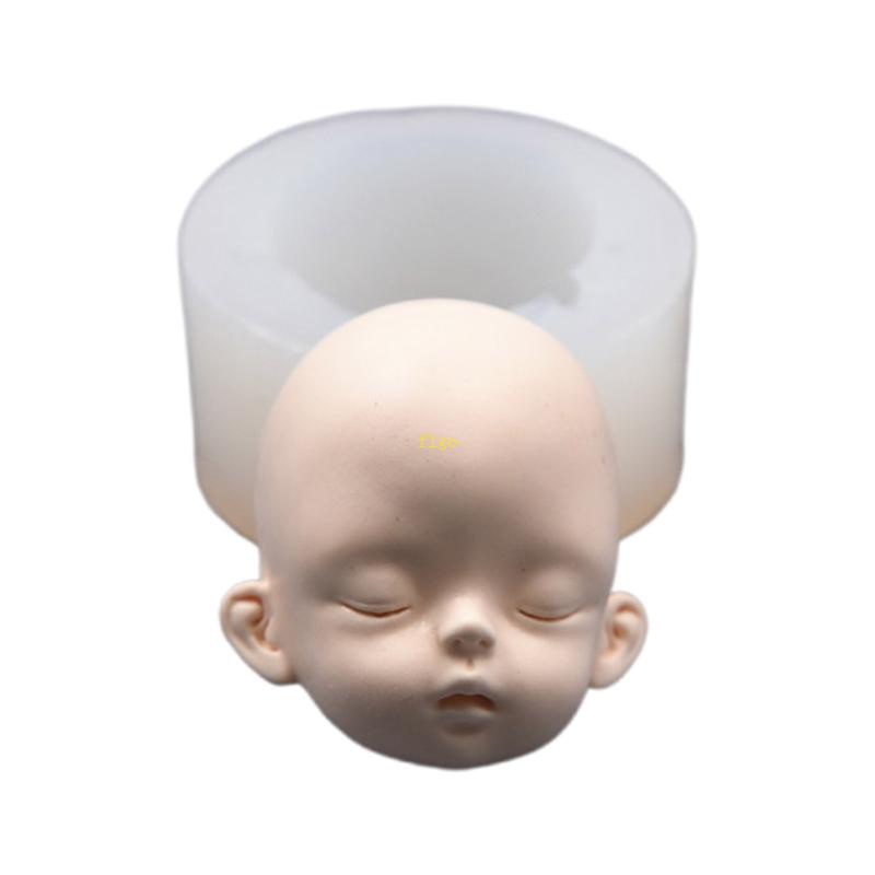 Flgo แม่พิมพ์ซิลิโคน รูปหน้าเด็กทารก สําหรับทําเบเกอรี่ ทําน้ําตาลปั้น หัวตุ๊กตา แฮนด์เมด