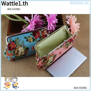 Wttle กระเป๋าสตางค์ ผ้าแคนวาส ลายดอกไม้ ใส่เหรียญ เครื่องสําอาง ใส่บัตรได้