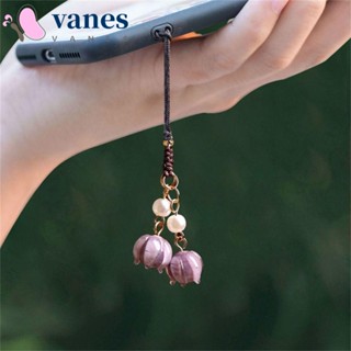 Vanes1 พวงกุญแจ จี้รูปดอกกล้วยไม้ สไตล์จีน สําหรับแขวนโทรศัพท์มือถือ เครื่องประดับ กระเป๋า