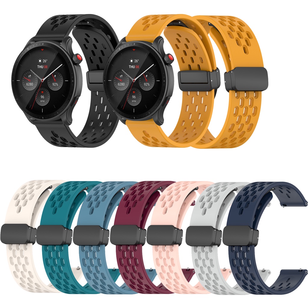 สายนาฬิกาข้อมือซิลิโคน แบบนิ่ม แม่เหล็ก สําหรับ Huami Amazfit GTR Mini GTR2 GTR 2e GTR 3 Pro GTR4 Balance Bip5 pro