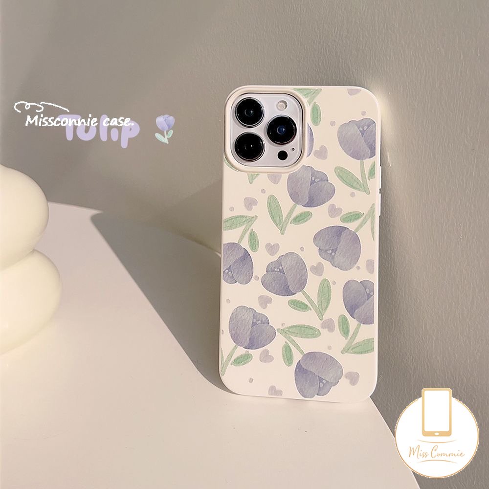 Centechia เคสโทรศัพท์มือถือ แบบนิ่ม ลายดอกทิวลิป มันวาว กันกระแทก สไตล์เกาหลี สําหรับ IPhone 7 8 Plus XR 11 14 13 Mini 12 Pro Max 15 XS XSMAX X SE2020