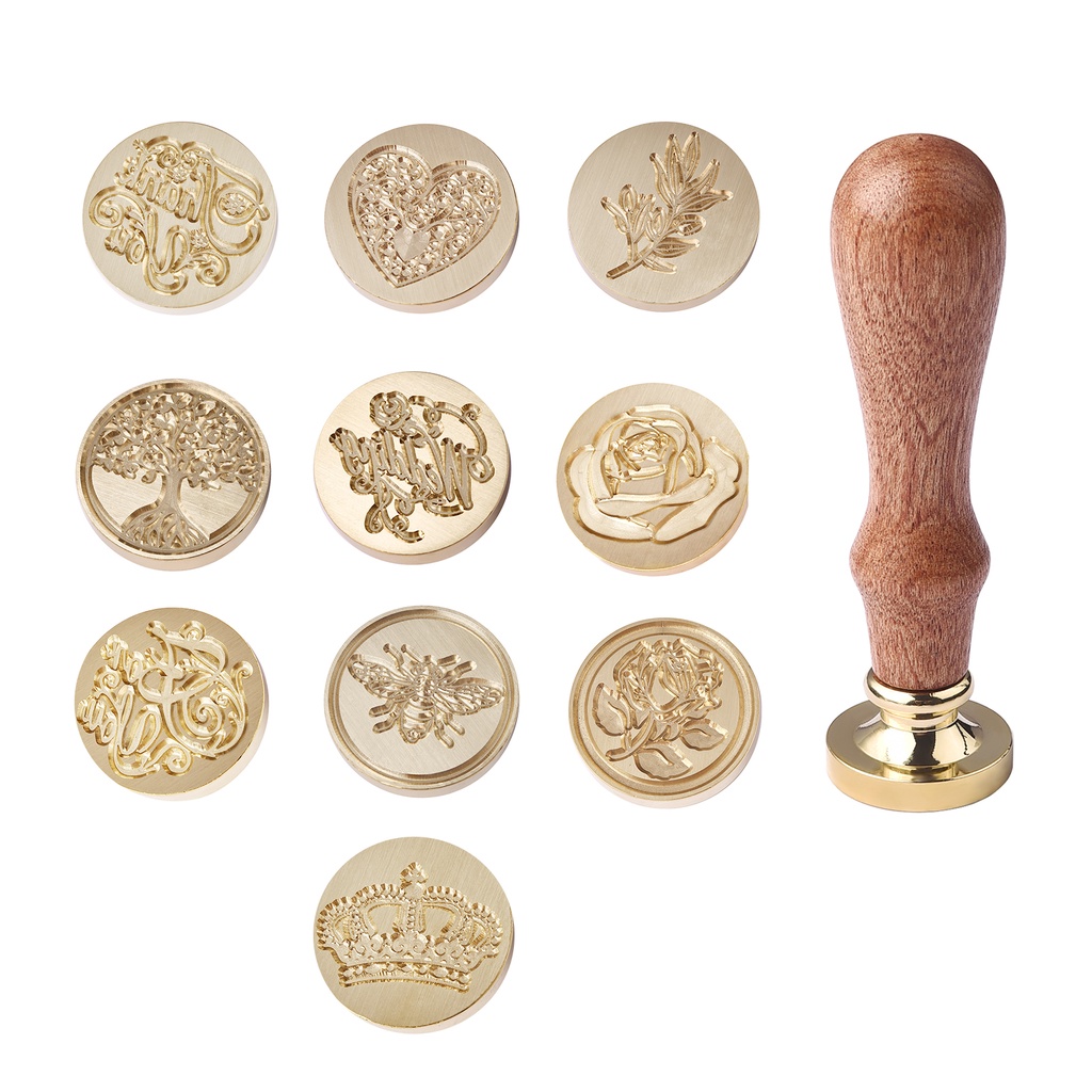 วินเทจแสตมป์ขี้ผึ้งชุดหัว ดอกไม้ไฟสีทาจับไม้ ชุดเชิญแต่งงานขี้ผึ้งตราประทับเทียน