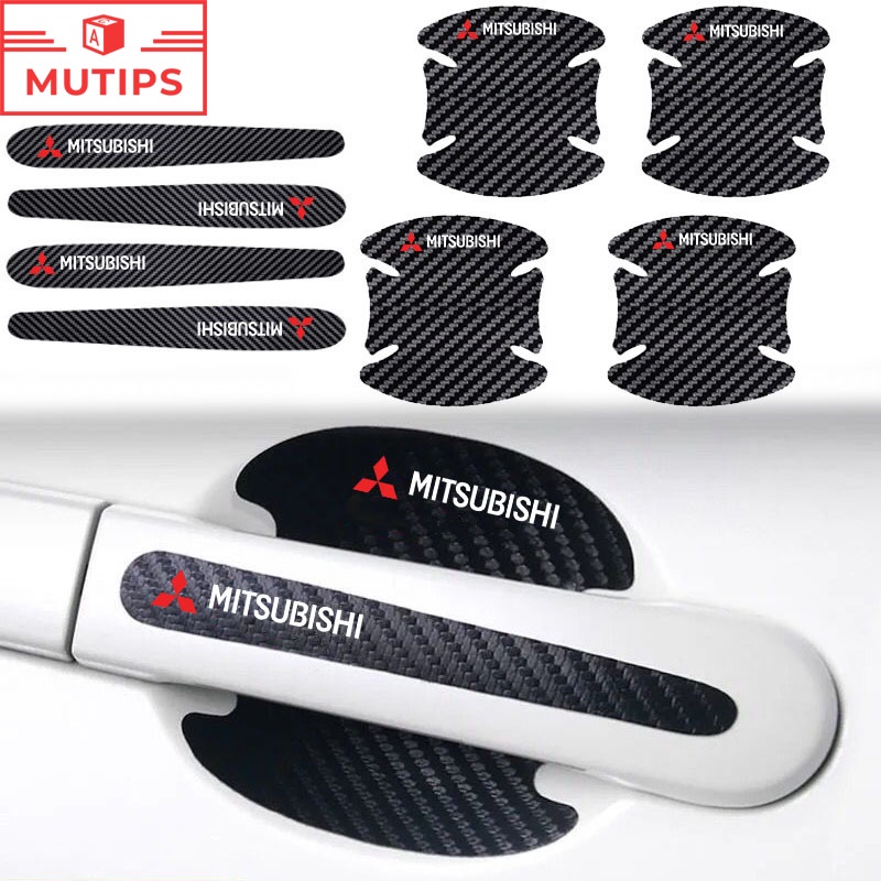 Mitsubishi รถยนต์ ชามประตู สติกเกอร์คาร์บอนไฟเบอร์ สติ๊กเกอร์กันรอยขีดข่วนสำหรับติดมือจับประตู Xpander Cross Triton Grandis Attrage Mirage Outlander Pajero Sport ASX