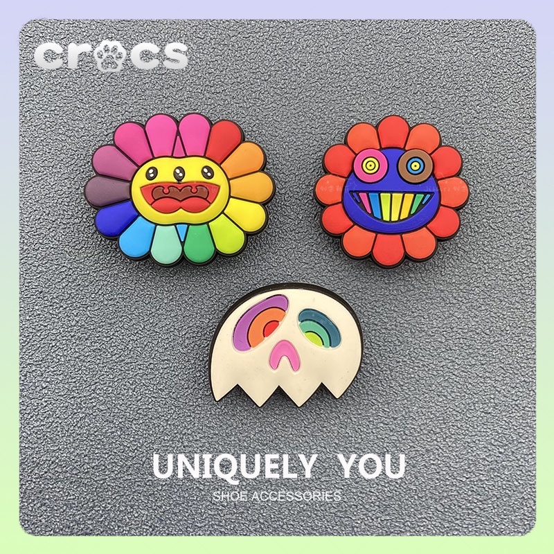 jibbitz crocs หัวเข็มขัด รูปดอกทานตะวัน ตัวติดรองเท้า crocs หน้ายิ้ม อุปกรณ์เสริม สําหรับรองเท้า jibbitz crocs เกาหลี