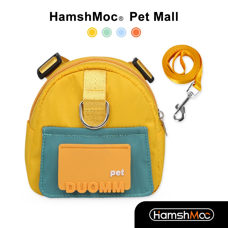 HamshMoc สายรัดสุนัขและสายจูงชุดปรับสายรัดหน้าอกสัตว์เลี้ยงสายจูงนุ่มพร้อมกระเป๋าเป้สะพายหลังความจุขนาดใหญ่สําหรับสุนัขเดินกลางแจ้ง