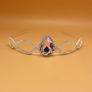 มงกุฎคาดศีรษะ ประดับพลอยเทียม สีชมพู ทรงหยดน้ํา สําหรับเจ้าส…