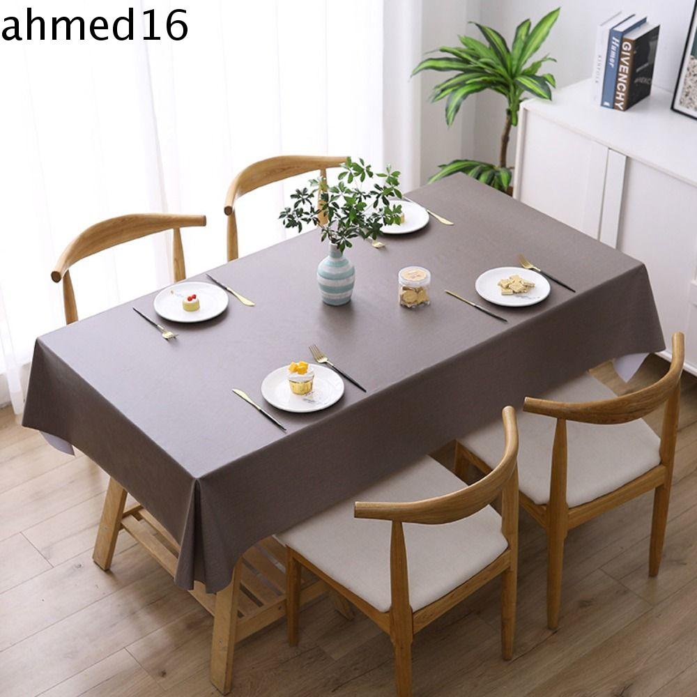 Ahmed ผ้าปูโต๊ะ PVC นิ่ม สี่เหลี่ยม กันน้ํา ผ้าปูโต๊ะ ตกแต่งโต๊ะ กันน้ํามัน สีพื้น หนาขึ้น ผ้าคลุมโต๊ะรับประทานอาหาร