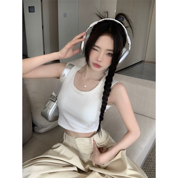 OFF SHOP พร้อมส่ง (OFF-FY6033) เสื้อกล้ามสีพื้น มีฟองน้ำ เว้าด้านหลังเซ็กซี่ -H