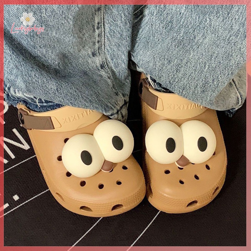Luckybabys> ใหม่ ชุดปุ่มกดรองเท้า ลายการ์ตูนอนิเมะ Dongdong น่ารัก ตาโต ตลก อุปกรณ์เสริม สําหรับตกแต่งรองเท้า