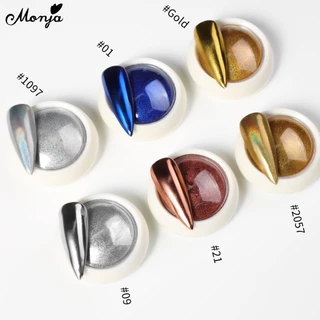 Monja แปรงฟองน้ําเมทัลลิกโครเมี่ยม 7 สี สําหรับตกแต่งเล็บ DIY