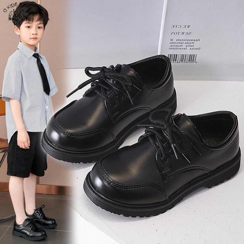 เด็กรองเท้าแบนชาย Soft-Soled Anti-Slip Performance รองเท้านักเรียนชายสีทึบเงา