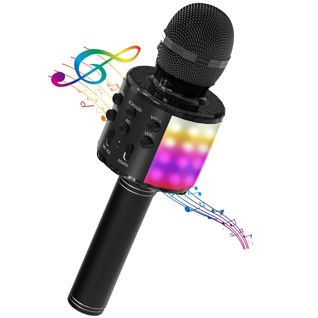 Bluetooth Wireless Karaoke Microphone for Kids Handheld Speaker With Microphone Home KTV Player LED 