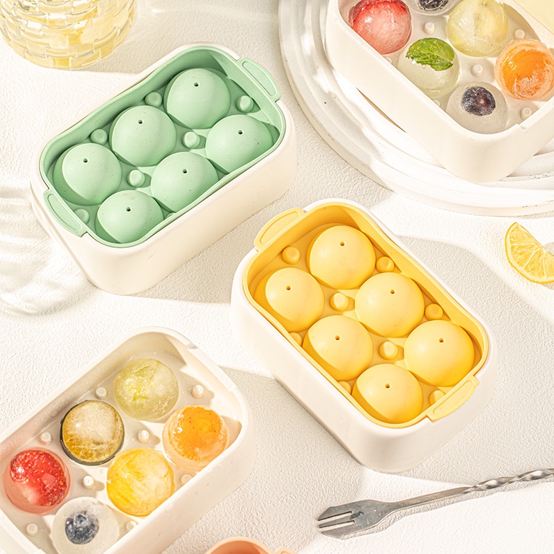 ที่ทำน้ำแข็งแบบก้อนกลม ทรงกลม 6 ช่อง พิมพ์น้ำแข็ง ซิลิโคน มีให้เลือก 2 สี